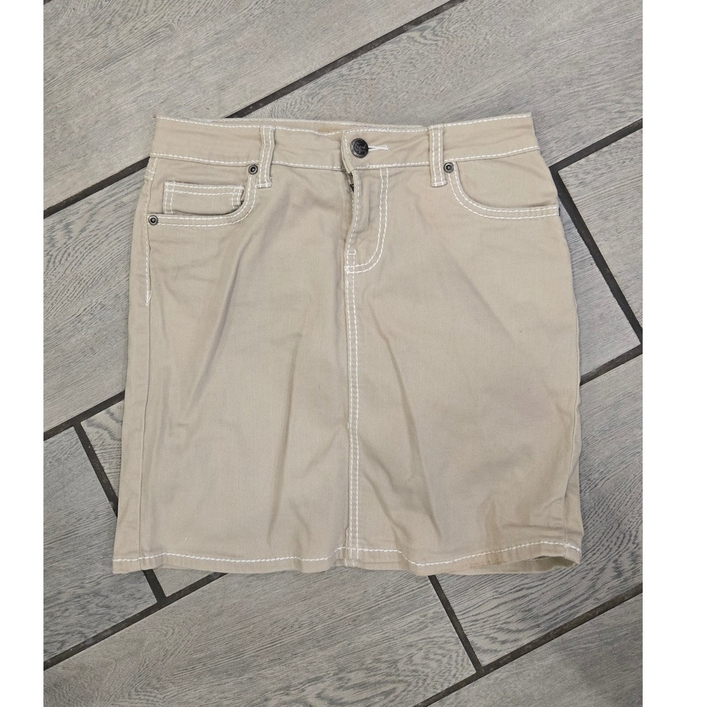 Earl Jean Khaki Tan Twill Stitch A Line Mini Skirt Size 4